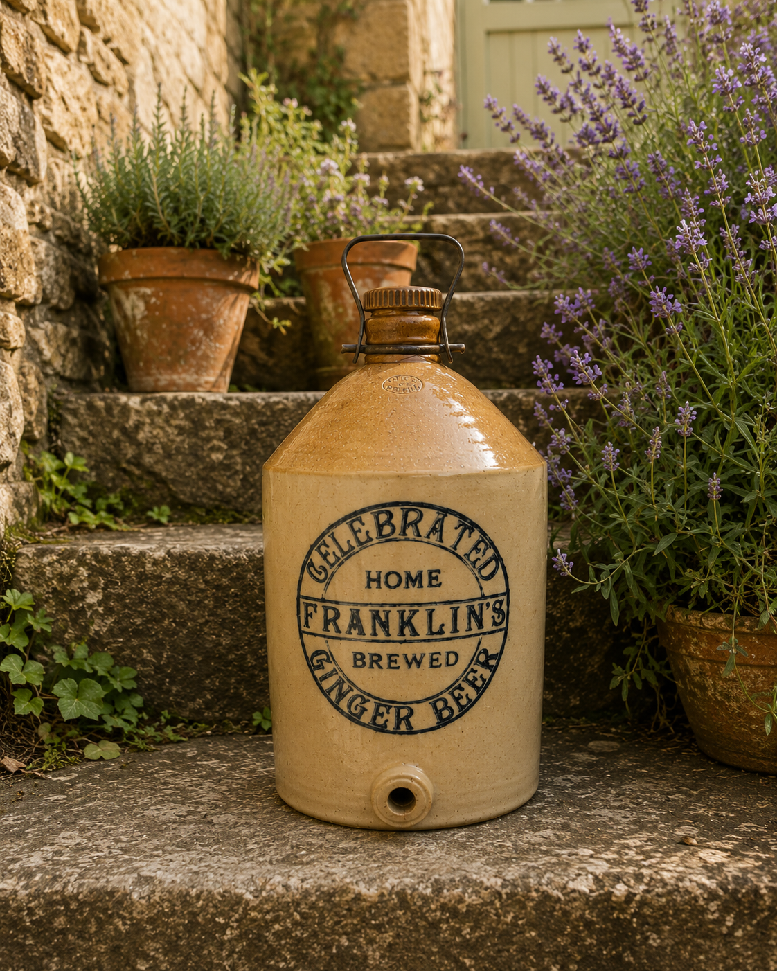 Kamionkowy dzban „Franklin's Celebrated Home Brewed Ginger Beer” – Bristol, Anglia | Vintage Cotswolds