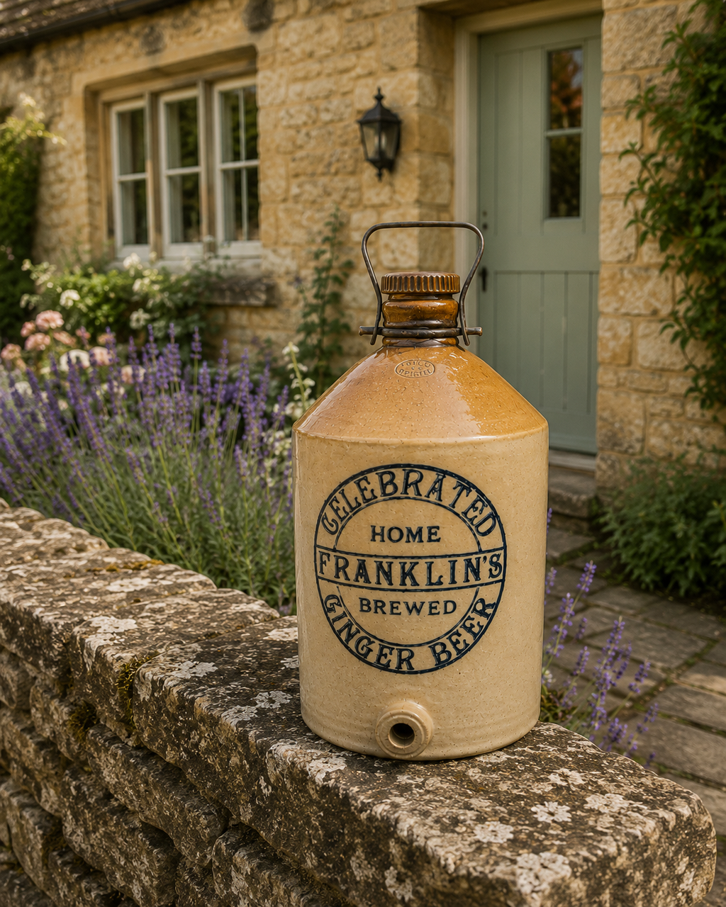Kamionkowy dzban „Franklin's Celebrated Home Brewed Ginger Beer” – Bristol, Anglia | Vintage Cotswolds