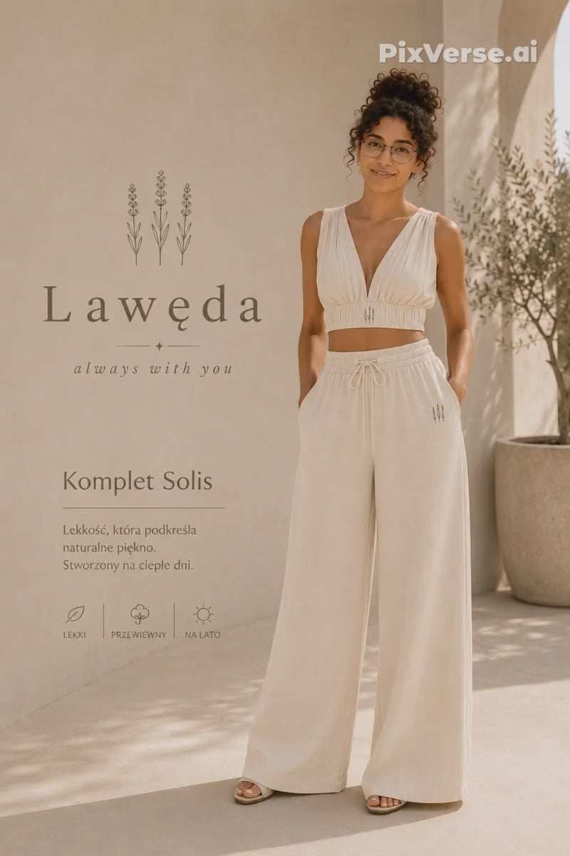 Komplet Solis — damski komplet wide leg z topem