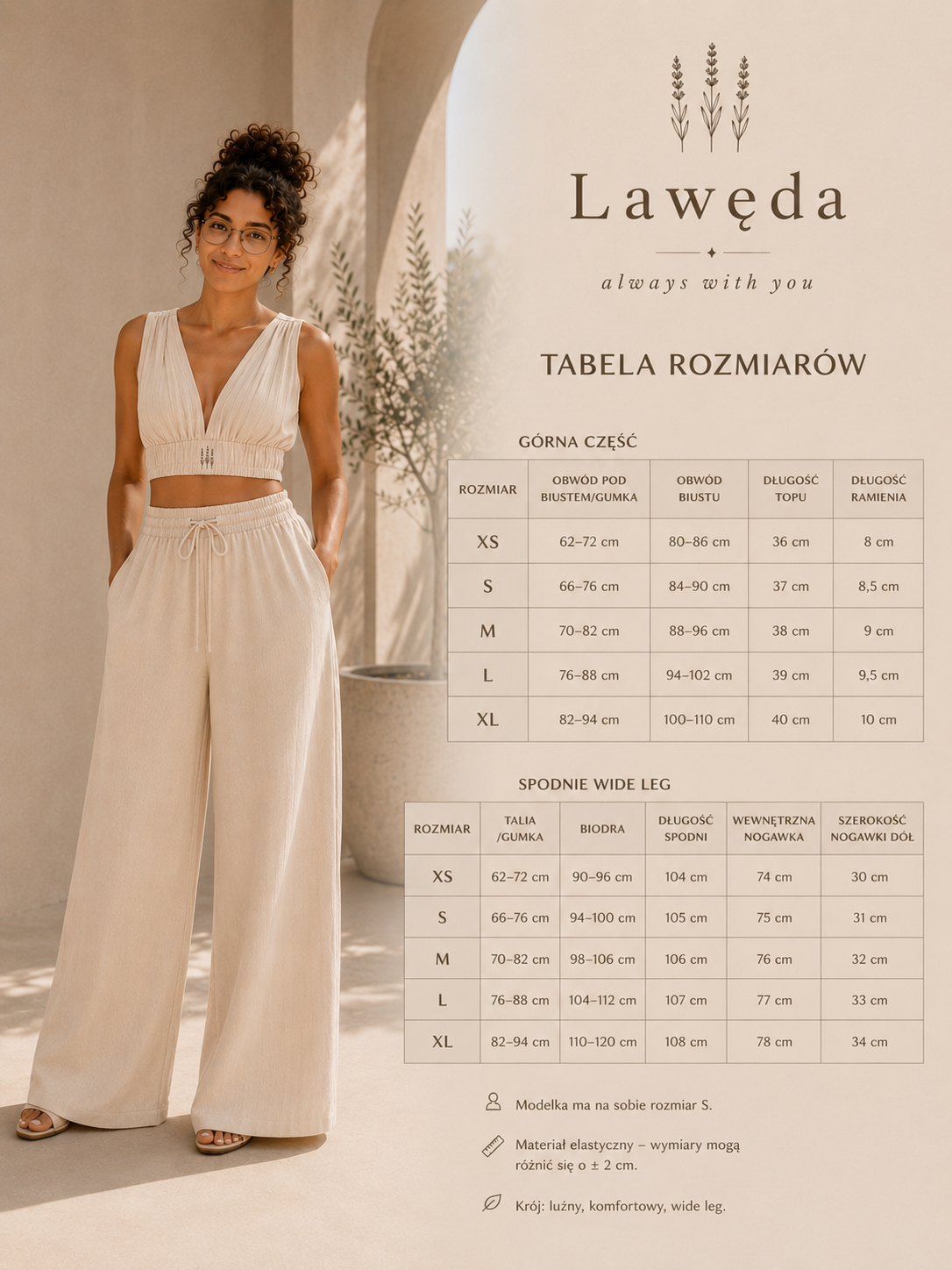 Komplet Solis — damski komplet wide leg z topem