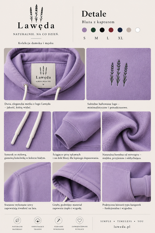 Bluza bawełniana z kapturem Lawęda – Premium Quality