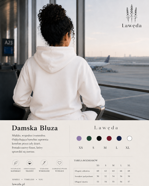 Bluza damska z kapturem Lawęda – Classic White