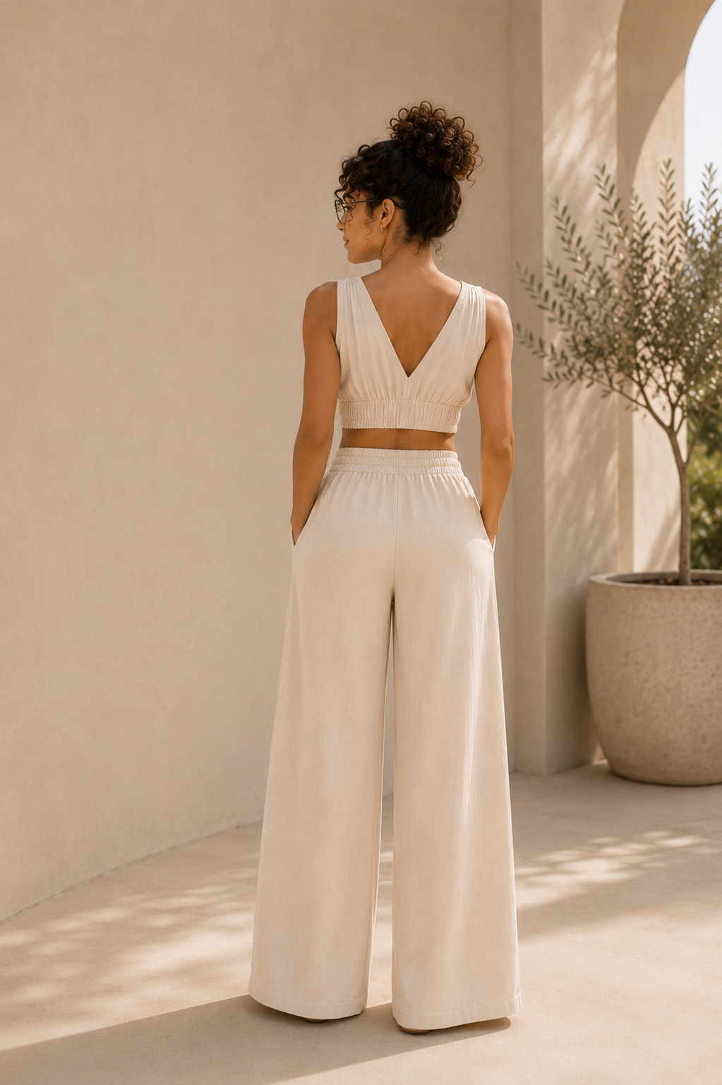 Komplet Solis — damski komplet wide leg z topem
