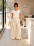 Spodnie damskie Palazzo Lawęda z wysokim stanem – Elegance Cream