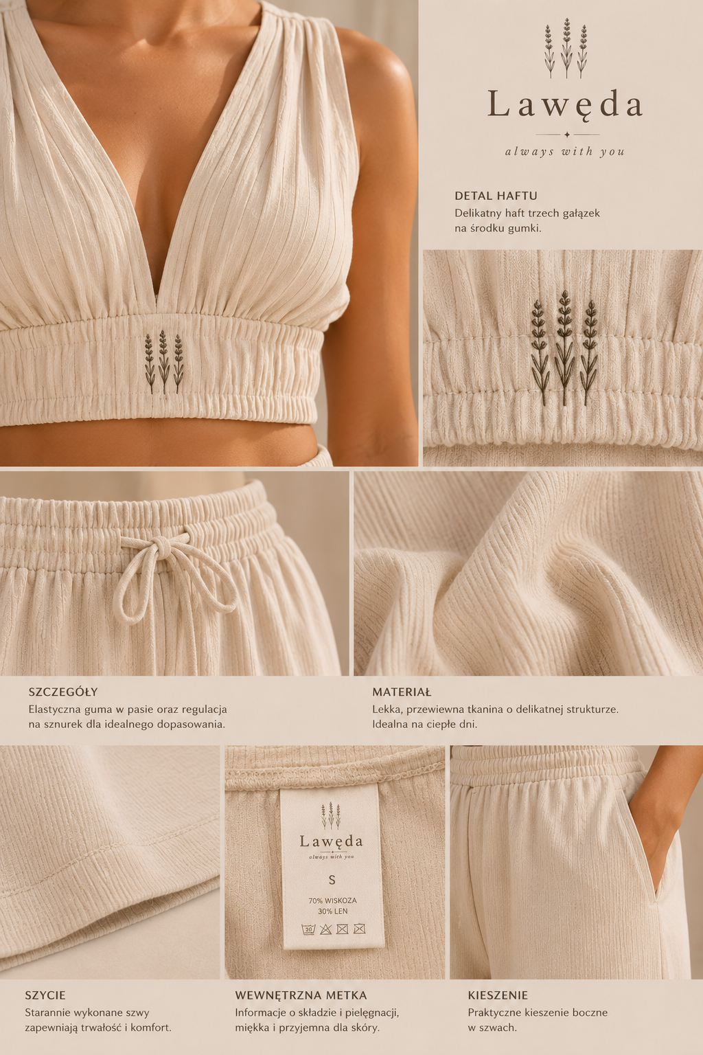 Komplet Solis — damski komplet wide leg z topem